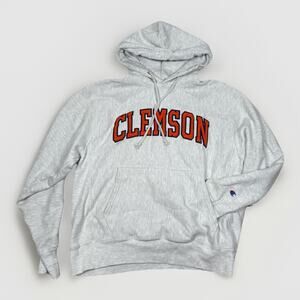 VTG Clemson Tigers Champion Reverse Weave Gray Hoodie Sweatshirt Men's Size L
